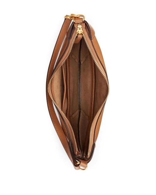 Polo Ralph Lauren Brown Small Polo Id Leather Shoulder Bag