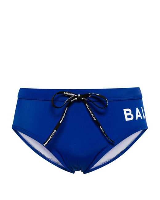 Balmain Blue Logo-print Swimming Trunks for men