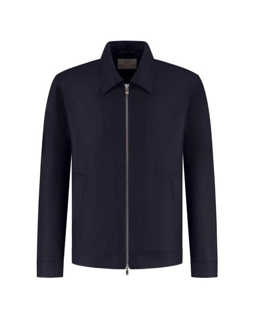 Marco Pescarolo Blue Zip-Up Collared Jacket for men