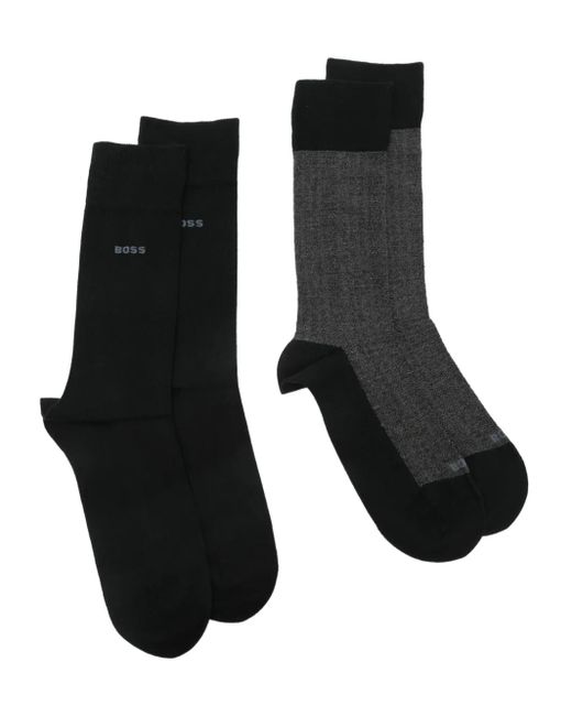 Boss Black Logo-Detail Socks (Pack Of Two) for men