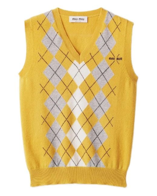 Gilet A Rombi di Miu Miu in Yellow