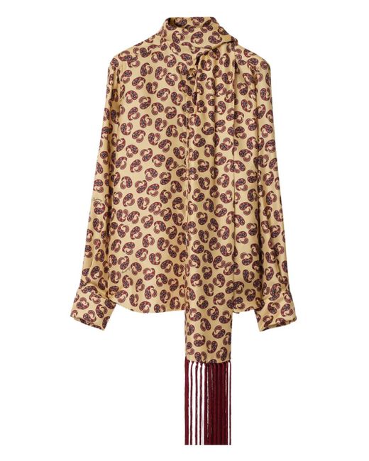 Burberry ペイズリー シルクシャツ Red