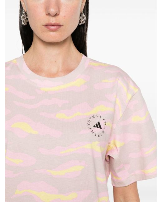 Adidas By Stella McCartney T-shirt Van Biologisch Katoen Met Grafische Print in het Pink