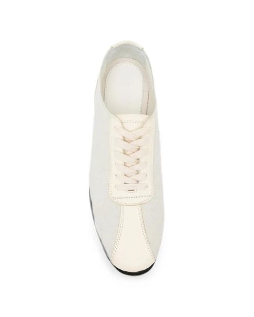 Yohji Yamamoto White Low-Cut Lace-Up Sneakers