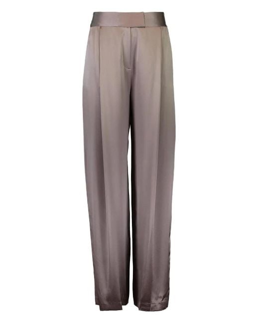 The Sei Brown Pleated Satin Trousers