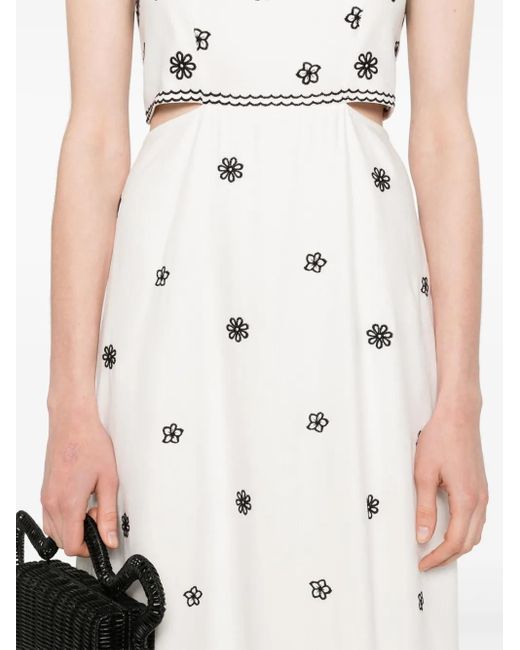 Maje White Besticktes Maxikleid Mit Cut-Out