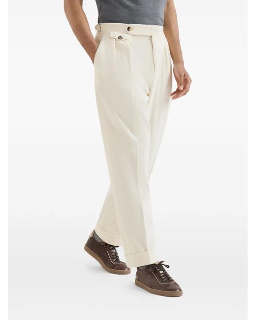 Brunello Cucinelli White Garment-Dyed Trousers for men