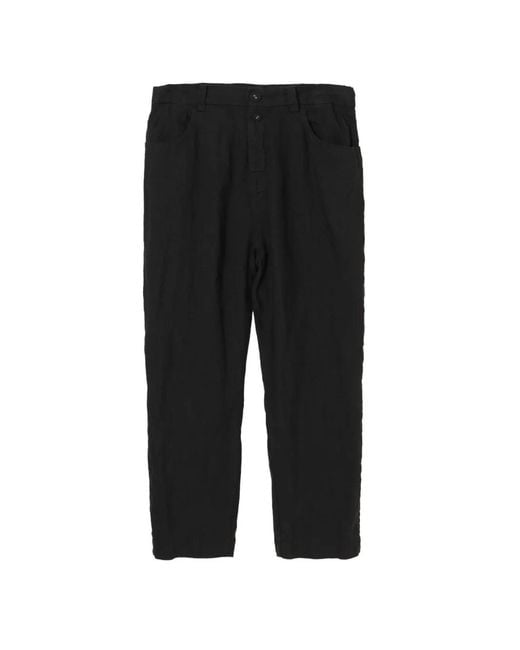 Undercover Black Regular Linen Trousers for men