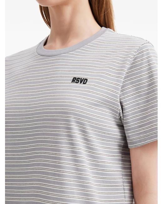 Izzue Gray Striped Round-Neck T-Shirt