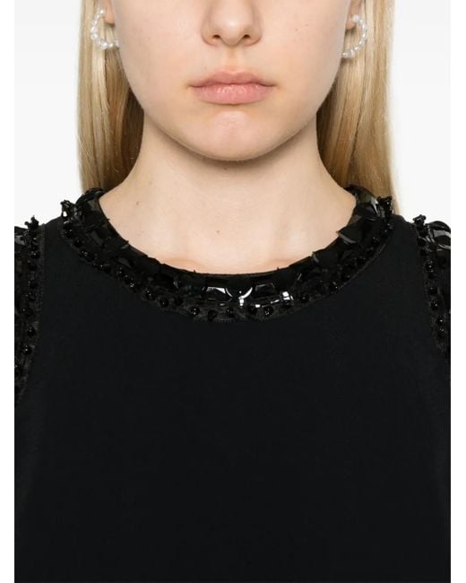 Elie Saab Black Embroidered Cady Top