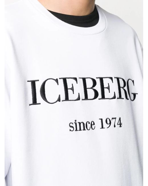 Maglia Felpa Girocollo Logo Iconic di Iceberg in White da Uomo