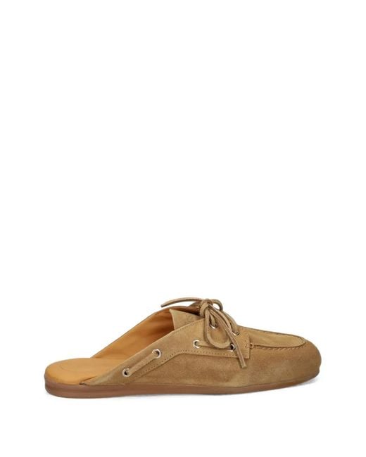 POSA Brown Lace-Up Backless Mules