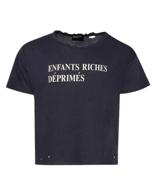Tシャツ・カットソー ENFANTS RICHES DEPRIMES BLUE VINTAGE-EFFECT T-SHIRT Enfants Riches Déprimés Blue vintage-effect T-shirt with