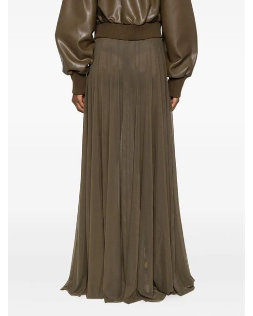 Norma Kamali Green Pleated Mesh Skirt