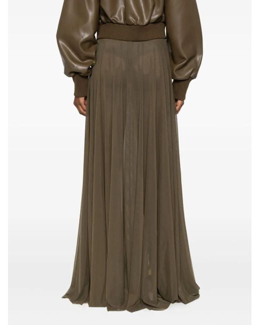 Norma Kamali メッシュ プリーツスカート Green