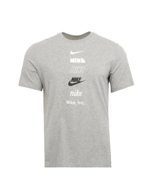 Nike Gray Sportswear Club Logo-Print T-Shirt for men