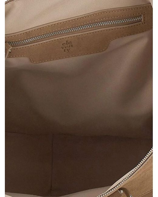 Eleventy Natural Houndstooth-Panel Suede Shoulder Bag for men