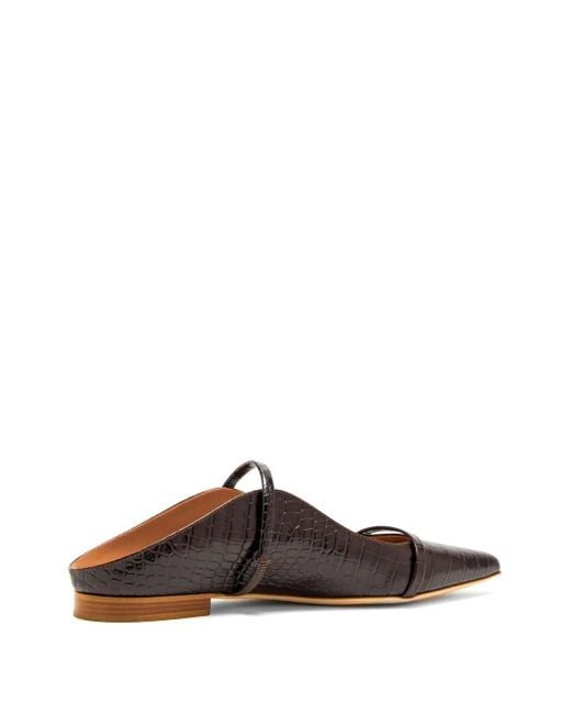 Mules Maureen con efecto de piel de cocodrilo Malone Souliers de color Brown