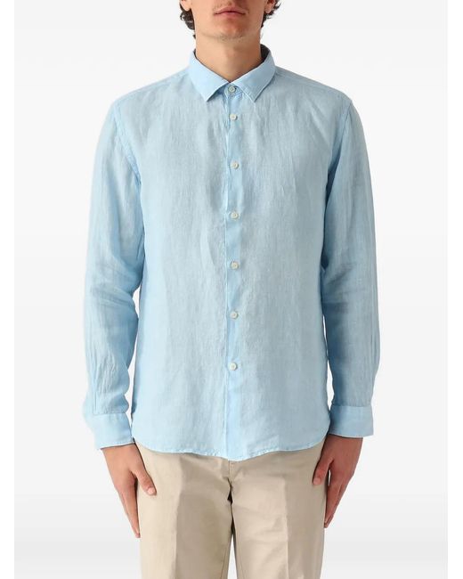 Altea Blue Linen Long-Sleeve Shirt for men
