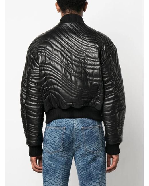 Roberto Cavalli Leren Bomberjack in het Black voor heren