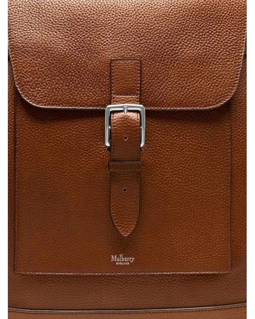 Mulberry Brown Chiltren Buckle-Fastening Leather Backpack for men