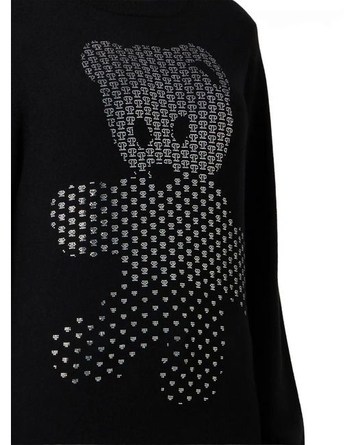 Philipp Plein Black Teddy Crystal-Embellished Sweater