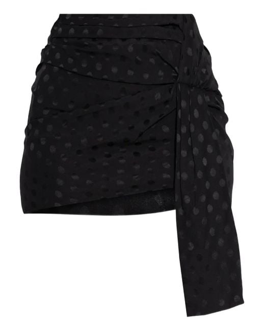 Isabel Marant Black Polka-Dot Draped Mini Skirt
