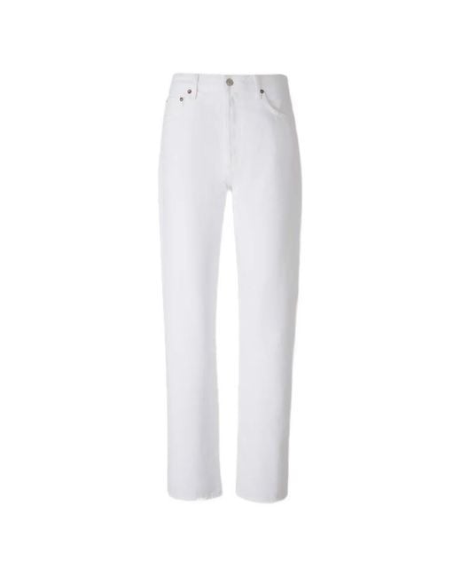 Agolde White Buttoned Straight Jeans