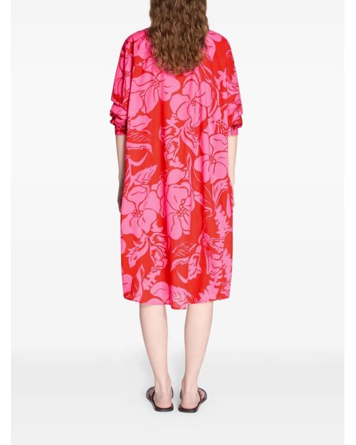 Dries Van Noten Pink Floral Shirt Midi Dress