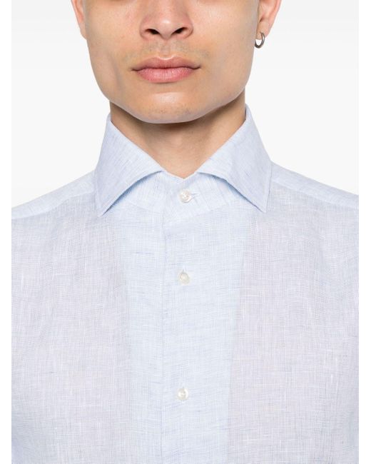 Boggi White Mélange-effect Linen Shirt for men