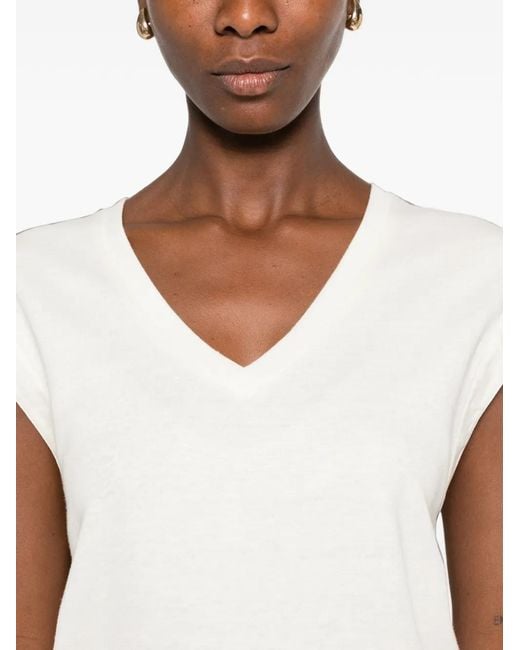 MAISON 123 White Lyna V-Neck Sleeveless Tank Top