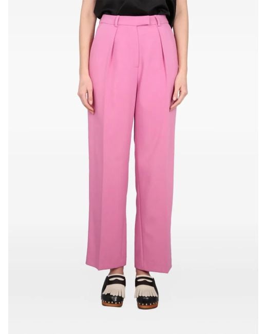 Alysi Pink Pleated-Front Trousers