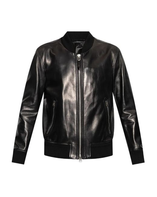 Tom Ford Black Leather Bomber Jacket for men