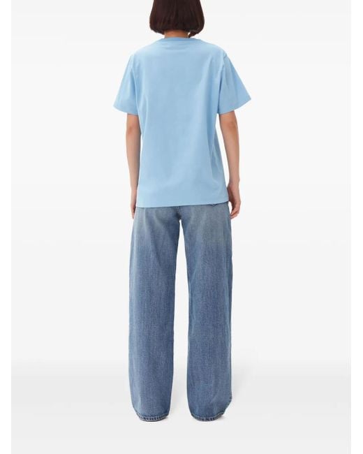 Ganni Blue T-Shirt With Logo
