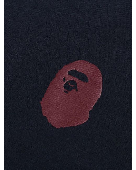 A Bathing Ape Blue Logo-Print T-Shirt for men