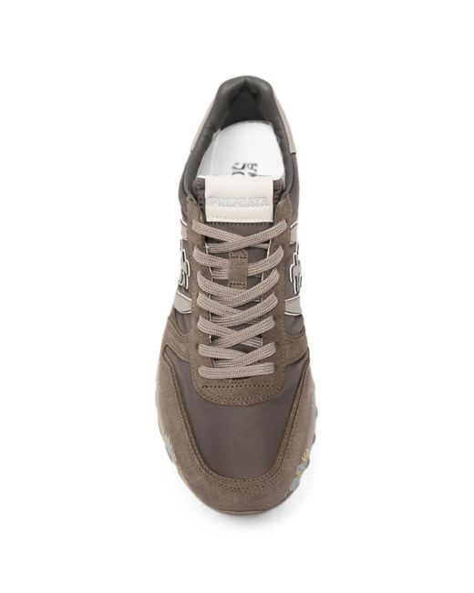 Premiata Gray Lander Panelled Sneakers for men