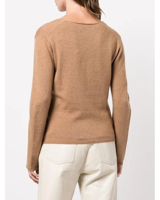 Vince Brown Buttoned-Up V-Neck Cardigan