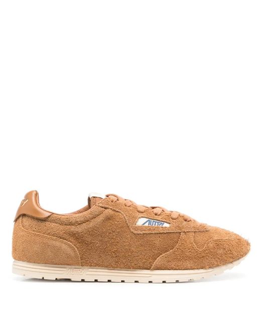 Autry Brown Textured Suede Sneakers With Leather Accents for men