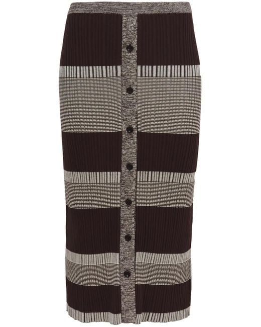 Proenza Schouler Black Striped Midi Skirt