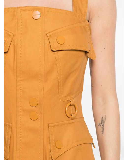 Zimmermann Orange Robe Mi-Longue À Poches Multiples