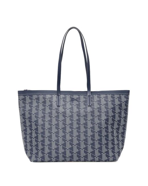 Lacoste Blue Monogram-Pattern Tote Bag