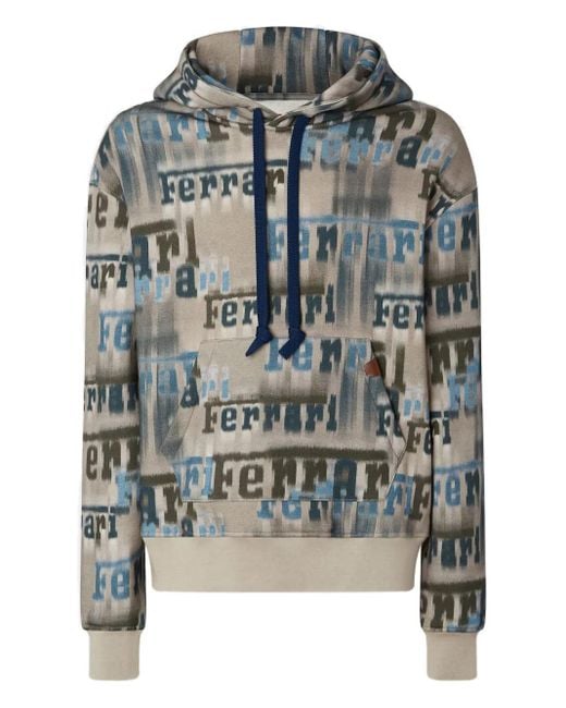 Ferrari Gray Logo-Print Hoodie for men