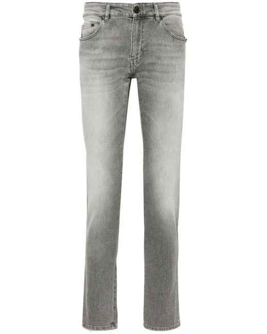 PT Torino Gray Mid-Rise Slim-Fit Jeans for men