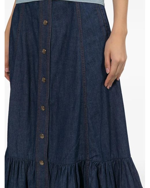 Zimmermann Blue Jupe Boutonnée À Volants
