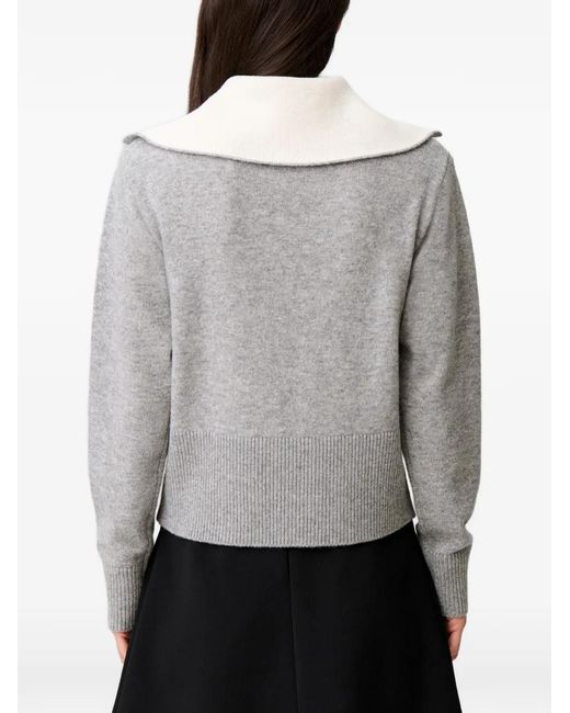 Claudie Pierlot Gray Relaxed Wool Half-Zip Jumper