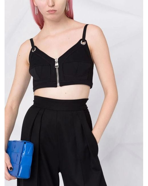 Top corto con cremallera Alexander McQueen de color Black