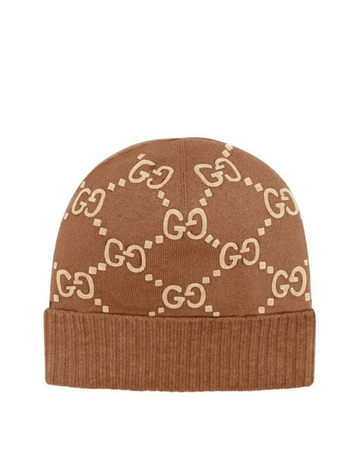 Gucci Brown Beanie Mit Gg-Muster