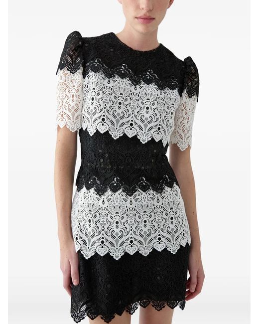 Carolina Herrera Black Lace-Trim Mini Dress