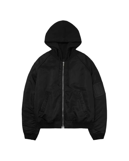 Juun.J Black Hooded Bomber Jacket for men