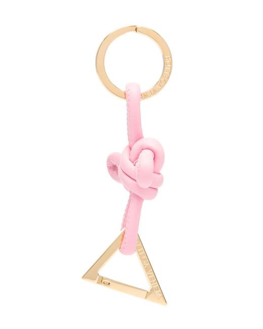 Porte-clés en cuir à design noué Bottega Veneta en coloris Pink